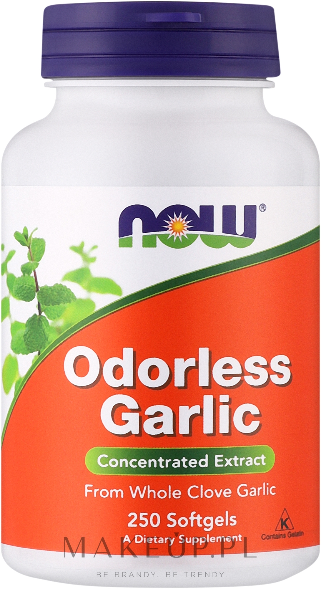 Bezzapachowy ekstrakt z czosnku w kapsułkach - Now Foods Odorlees Garlic Softgels — Zdjęcie 250 szt.
