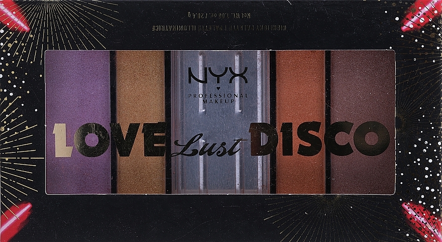 PRZECENA! Paletka rozświetlaczy do twarzy - Nyx Professional Makeup Love Lust Disco * — Zdjęcie N2