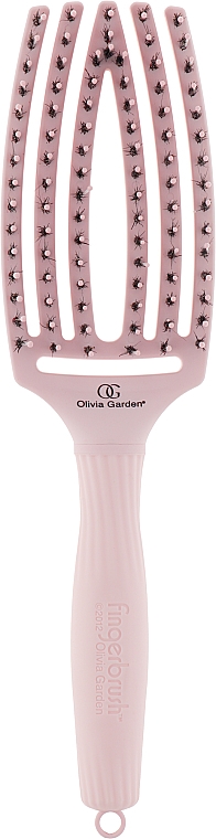 Szczotka do włosów i masażu, pastelowy róż - Olivia Garden Finger Brush Combo Medium Pastel Pink