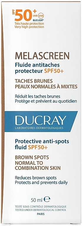 Fluid do twarzy przeciw przebarwieniom SPF 50+ - Ducray Melascreen Protective Anti-spots Fluid SPF 50 Normal to Combination Skin — Zdjęcie N3