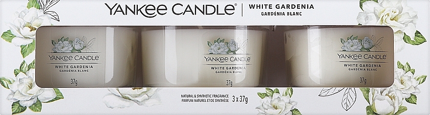 Zestaw świec zapachowych Biała gardenia - Yankee Candle White Gardenia (candle/3x37g) — Zdjęcie N1