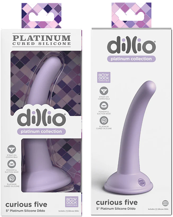 Dildo, pastelowa lawenda - PipeDream Dillio Platinum Collection Curious Five Purple — Zdjęcie N1