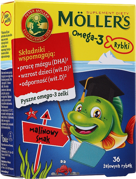 Suplement diety Omega-3 żelowe rybki o smaku malinowym - Möller’s — Zdjęcie N1