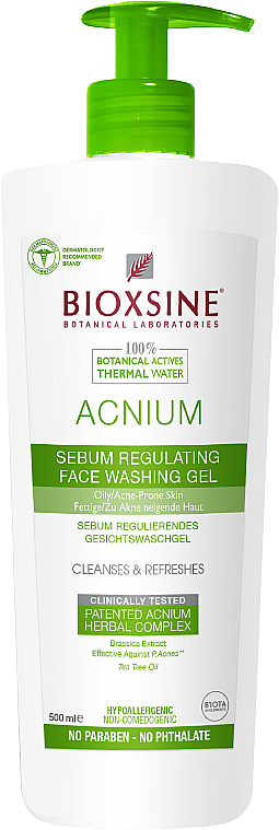 Seboregulujący żel do mycia twarzy - Bioxsine Acnium Sebum Regulating Gel — Zdjęcie N1