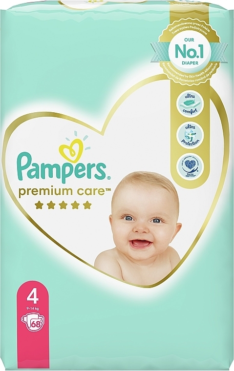 PRZECENA! Pieluszki Pampers Premium Care, rozmiar 4 (maxi), 9-14 kg, 68 szt. - Pampers * — Zdjęcie N1