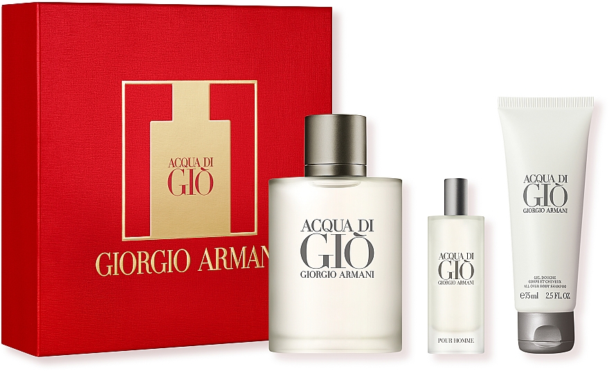 Giorgio Armani Acqua Di Gio Pour Homme - Zestaw (edt/100ml + edt/15ml + sh/gel/75ml) — Zdjęcie N1