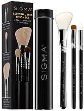 Zestaw pędzli do makijażu w etui, czarny, 3 szt. - Sigma Beauty Essential Trio Brush Set  — Zdjęcie N1