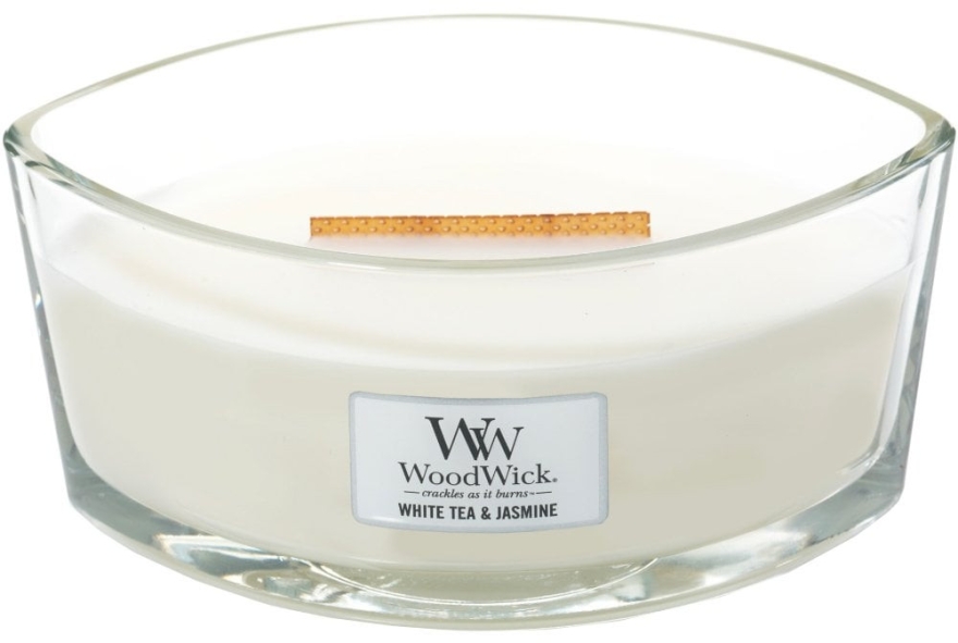 Świeca zapachowa w szkle - WoodWick Hearthwick Flame Ellipse Candle White Tea & Jasmine — Zdjęcie N1