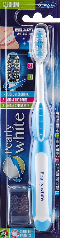 Szczoteczka do zębów Pearly White, średnio twarda, niebieska - Piave Pearly White Medium Toothbrush — Zdjęcie N1