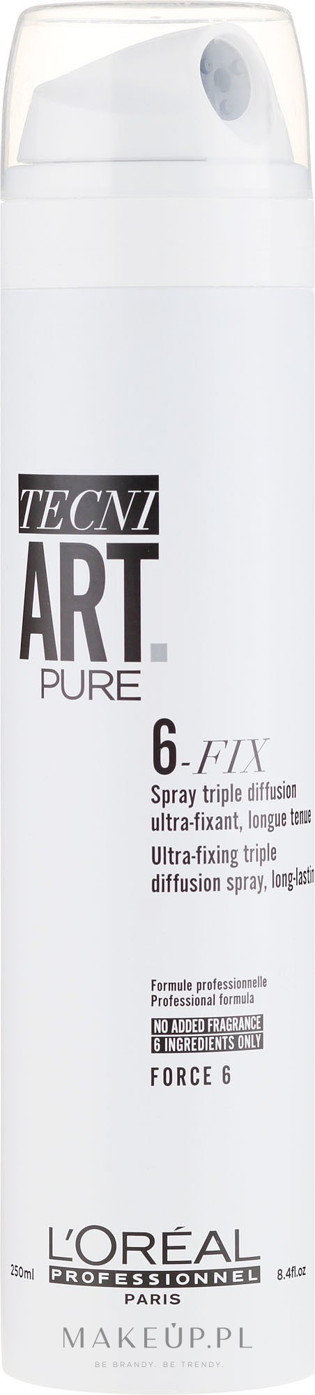 Maksymalnie utrwalający spray do włosów - L'Oreal Professionnel Tecni.Art Tecni. Art Pure 6-Fix Spray — Zdjęcie 250 ml
