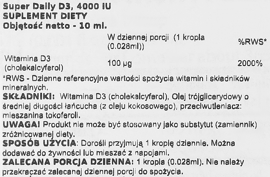 Witamina D3 w kroplach, 4000 j.m. - Carlson Super Daily Liquid Vitamin D3 — Zdjęcie N3