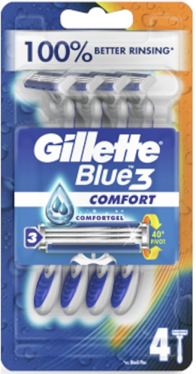 Zestaw jednorazowych maszynek do golenia, 4 szt. - Gillette Blue 3 Comfort  — Zdjęcie N1