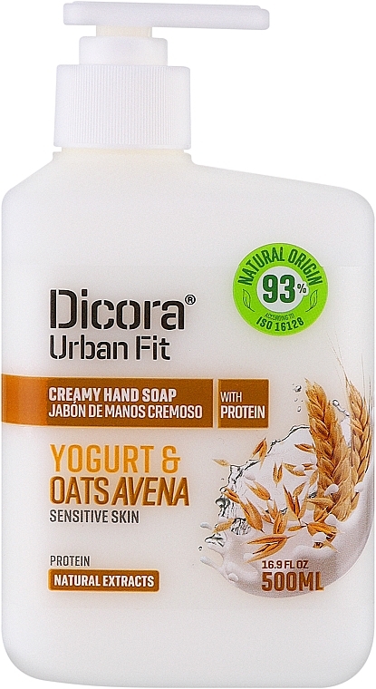 PRZECENA! Kremowe mydło w płynie Jogurt i płatki owsiane - Dicora Urban Fit Creamy Hand Soap Yogurt & Oats Avena * — Zdjęcie N1