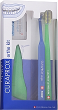 Zestaw ortodontyczny, opcja 7 (jasnozielony, granatowy) - Curaprox Ortho Kit (brush/1pcs + brushes 07,14,18/3pcs + UHS/1pcs + orthod/wax/1pcs + box) — Zdjęcie N1