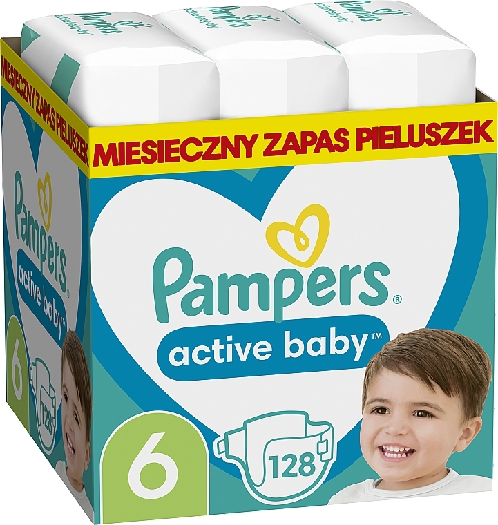 Pieluchy Active Baby 6 (13-18 kg), 128 szt - Pampers — Zdjęcie N1