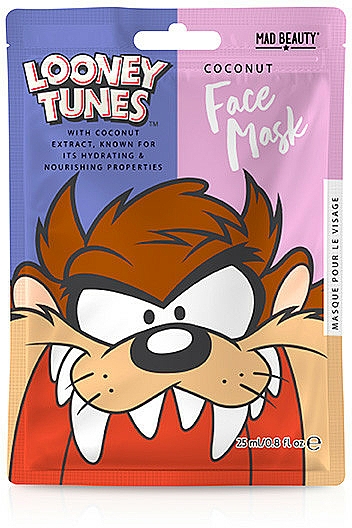 Maseczka w płachcie do twarzy Kokos - Mad Beauty Looney Tunes Mascarilla Facial Taz — Zdjęcie N1