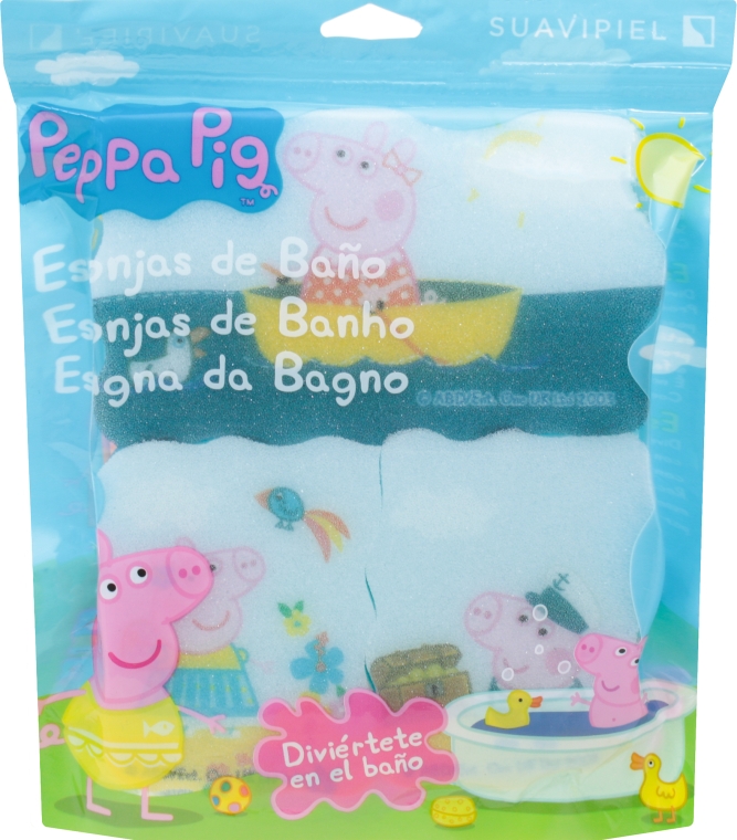 Zestaw gąbek Świnka Peppa, 3szt, niebieski, Morska podróż - Suavipiel Peppa Pig Bath Sponge — Zdjęcie N1