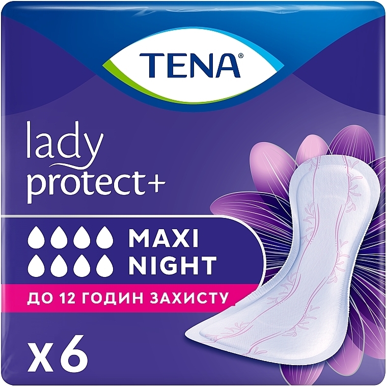 Wkładki higieniczne, TENA Lady Maxi Night, 6 szt. - TENA — Zdjęcie N1