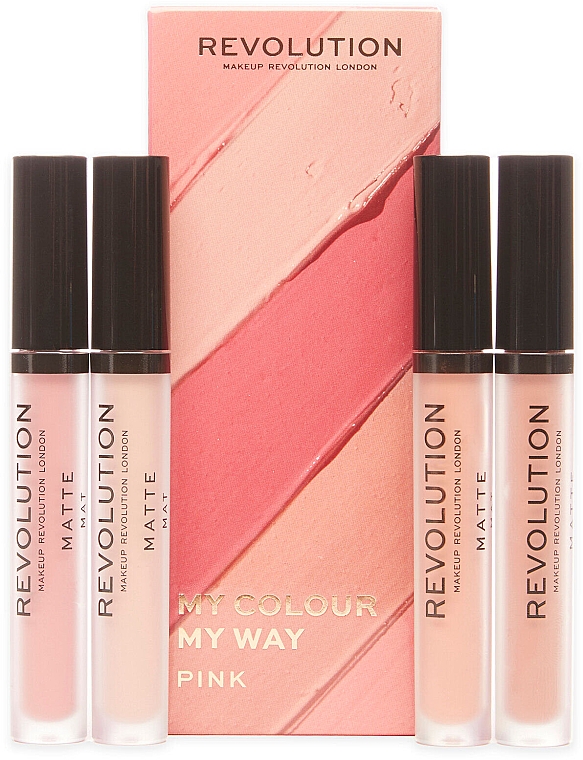 Zestaw szminek - Makeup Revolution My Colour My Way Pink Lipstick Set (lipstick/4x3ml) — Zdjęcie N1