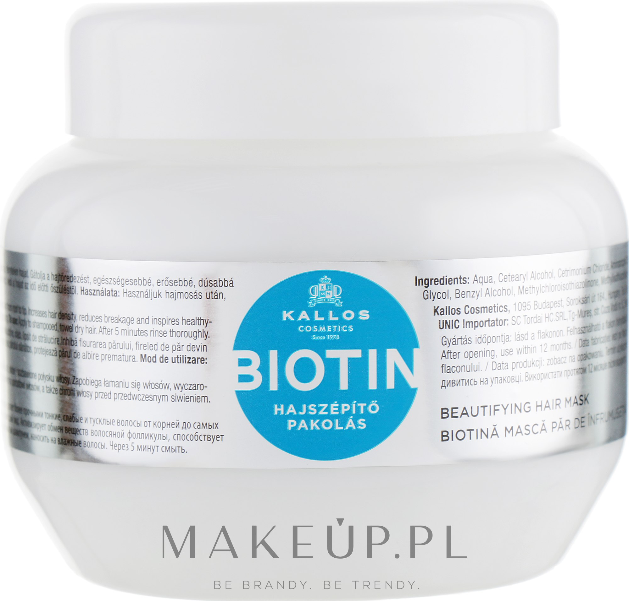 Upiększająca maska na porost włosów - Kallos Cosmetics Biotin Beautifying Hair Mask — Zdjęcie 275 ml