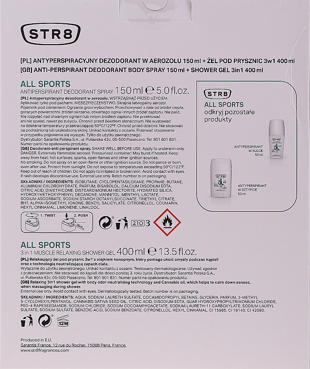 Zestaw podarunkowy dla mężczyzn - STR8 All Sport Set (deo 150 ml + sh/gel 400 ml) — Zdjęcie N6