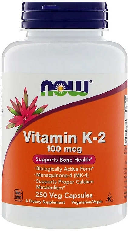 Witamina K2 100mg - Now Foods Vitamin K-2 100mg Veg Capsules — Zdjęcie N1