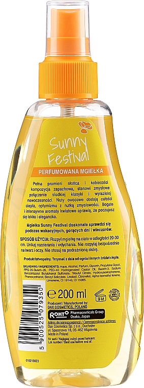 Perfumowana mgiełka do ciała - Perfecta Sunny Festival — Zdjęcie N2