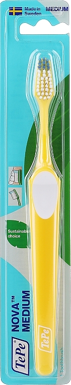 Szczoteczka do zębów, żółta - TePe Medium Nova Toothbrush — Zdjęcie N1