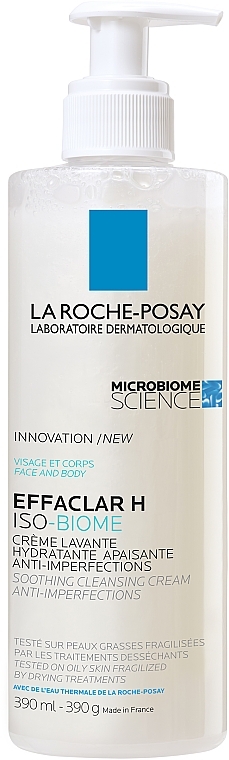 Kojąco-nawilżający krem myjący do skóry tłustej - La Roche-Posay Effaclar H Iso Biome Cleansing Cream