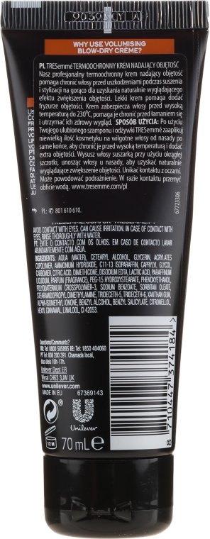 Termoochronny krem do włosów nadający objętość - Tresemme Volumising Blow-Dry Cream — Zdjęcie N2