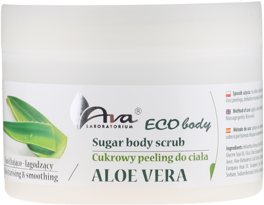 Nawilżająco-łagodzący peeling cukrowy do ciała Aloes - AVA Laboratorium Eco Body — Zdjęcie N2