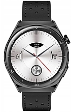 Smartwatch męski, czarny pasek - Garett Smartwatch V12 Black Leather — Zdjęcie N1
