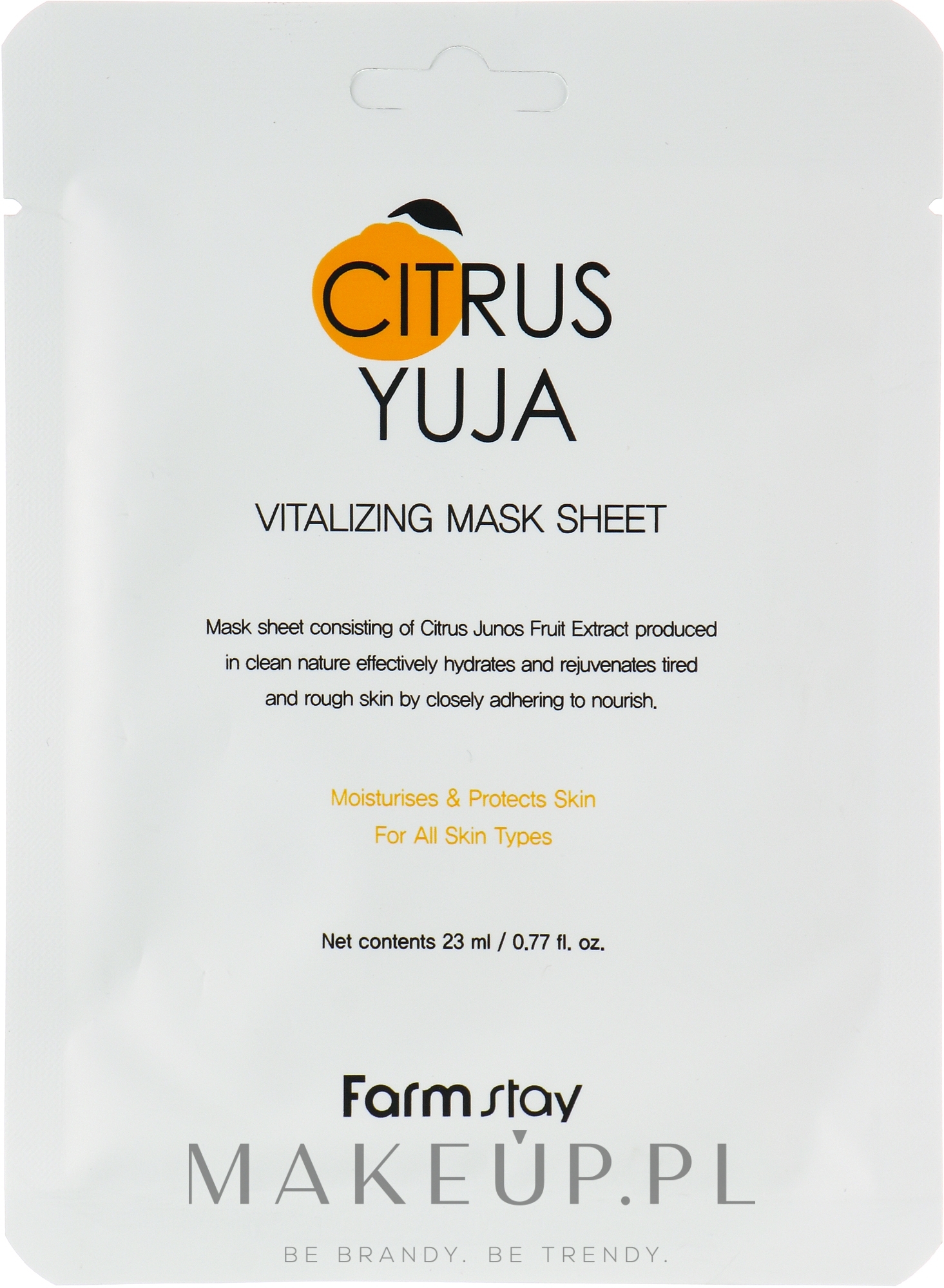 Maseczka w płachcie z ekstraktem z Yuzu - FarmStay Citrus Yuja Vitalizing Mask Sheet — Zdjęcie 23 ml