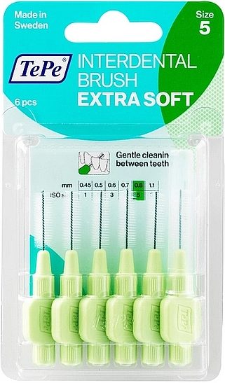 Zestaw szczotek międzyzębowych Extra Soft, 0,8 mm - TePe Interdental Brush Extra Soft Size 5 — Zdjęcie N1