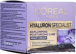PRZECENA! Nawilżający krem-maska do twarzy na noc - L'Oreal Paris Hyaluron Specialist Replumping Moisturizing Night Cream * — Zdjęcie N3