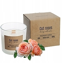Świeca zapachowa z drewnianym knotem, w okrągłym szkle - Bispol Fragrance Candle Cut Roses — Zdjęcie N4