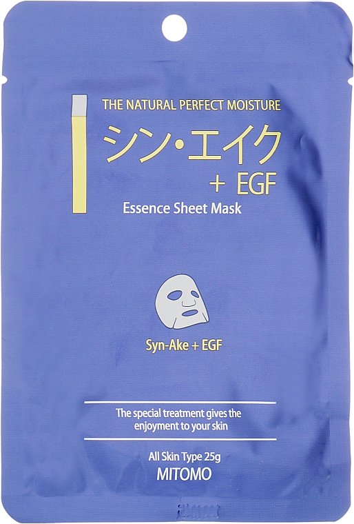 Maska w płachcie Syn-ake i EGF - Mitomo Essence Sheet Mask Syn-Ake + EGF