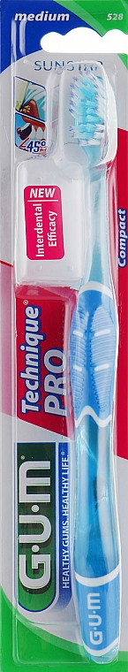 Szczoteczka do zębów, średnio twarda Technique Pro, niebieska - G.U.M Medium Compact Toothbrush — Zdjęcie N1