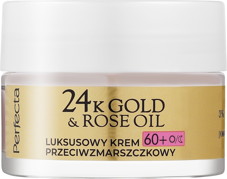 Luksusowy krem intensywnie przeciwzmarszczkowy do twarzy - Perfecta 24k Gold & Rose Oil Anti-Wrincle Cream 60+ — Zdjęcie N1
