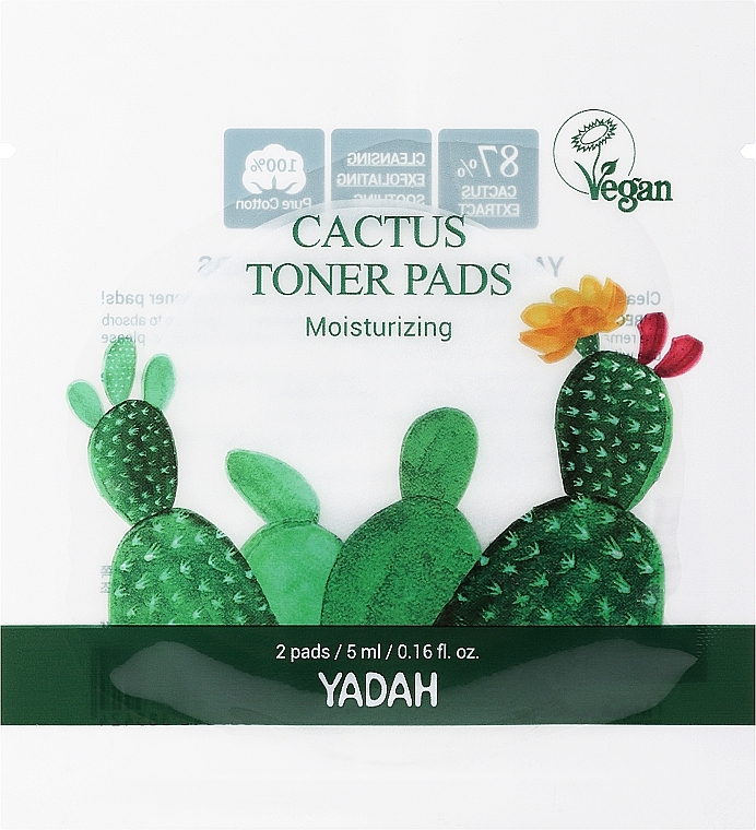 Nawilżająco-złuszczające płatki tonizujące do twarzy - Yadah Cactus Toner Pads Moisturizing — Zdjęcie N3