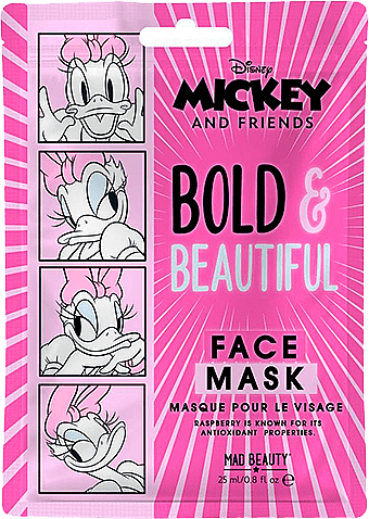 Antyoksydacyjna maska w płachcie do twarzy z ekstraktem z maliny - Mad Beauty Mickey and Friends — Zdjęcie N1