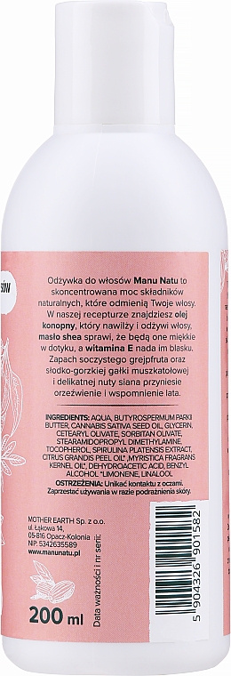 Naturalna odżywka do włosów z olejem konopnym - Manu Natu Natural Hemp Oil Hair Conditioner — Zdjęcie N2