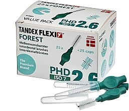 Szczoteczki międzyzębowe z nasadkami, 2,6 mm, zielone - Tandex Flexi Forest — Zdjęcie N1