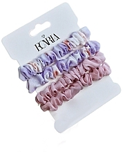 Zestaw gumek do włosów, 4 szt., GUM116, różowo-fioletowy - Ecarla Pin Up — Zdjęcie N1