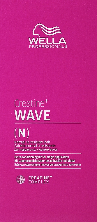 Zestaw do trwałej ondulacji włosów normalnych - Wella Professionals Creatine+ Wave (h/lot/75ml + h/neutr/100ml + treatm/30ml) — Zdjęcie N1