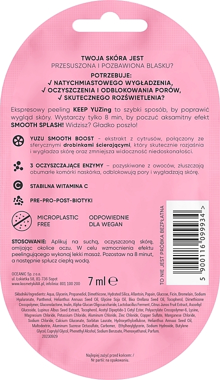Ekspresowy peeling enzymatyczny z drobinkami - AA Cosmetics KEEP YUZing — Zdjęcie N2