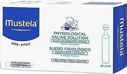 Sterylne krople oczyszczające do nosa i do oczu dla dzieci - Mustela Bebe Saline Solution Eye And Nasal Drops Sterile — Zdjęcie N1