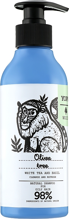 Naturalny szampon do włosów przetłuszczających się Drzewo oliwne, biała herbata i bazylia - Yope Shampoo For Greasy Hair Olive Tree, White Tea, Basil