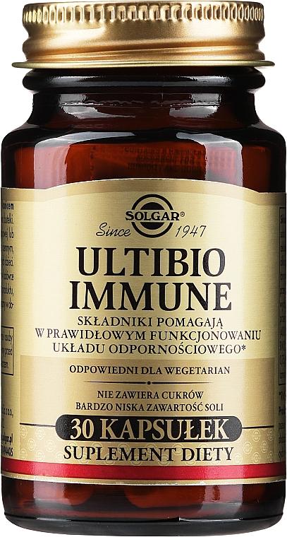 Suplement diety na układ odpornościowy - Solgar Vitamins Ultibio Immune Capsules — Zdjęcie N1