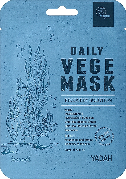Maska w płachcie z wodorostów - Yadah Daily Vege Mask Seaweed — Zdjęcie N1